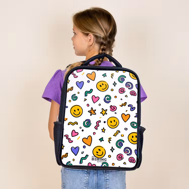 Kids backpack - Black - Smiley - Heart - Star — 4