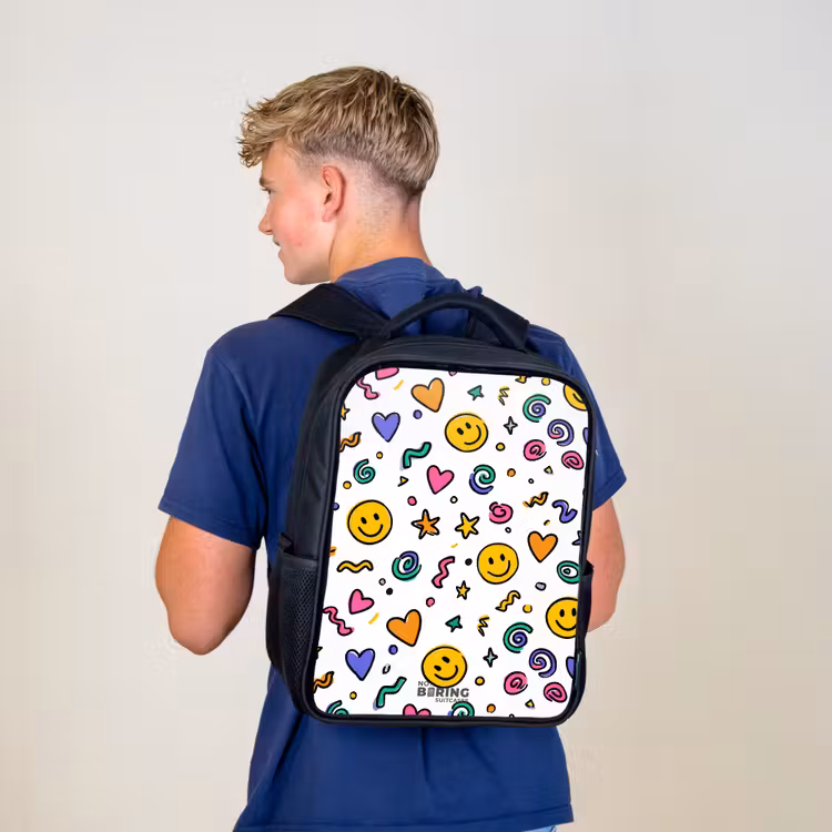 Kids backpack - Black - Smiley - Heart - Star — 5