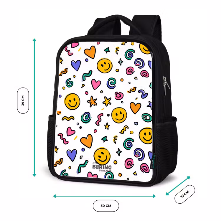 Kids backpack - Black - Smiley - Heart - Star — 8