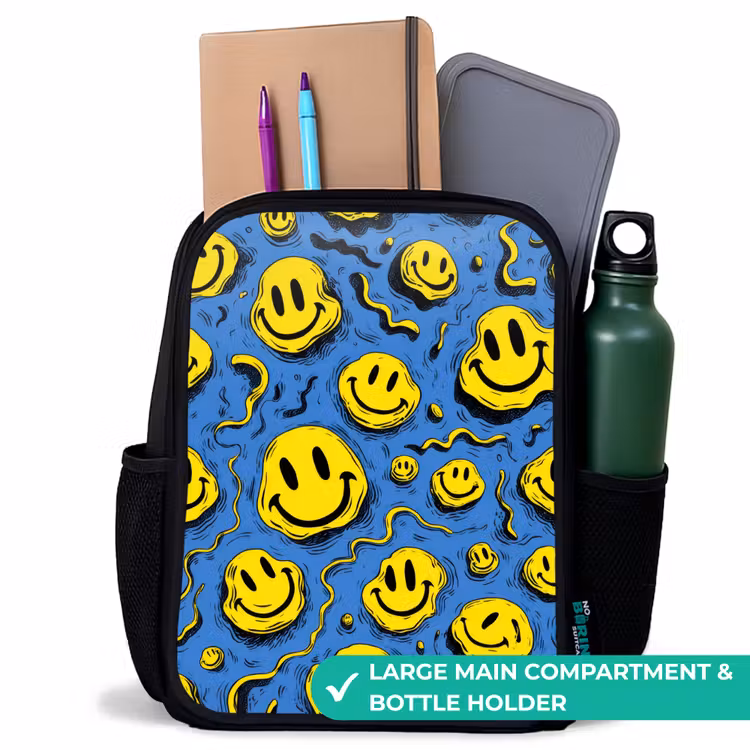 Kids backpack - Black - Smiley - Yellow - Blue — 10