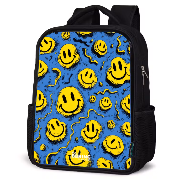 Kids backpack - Black - Smiley - Yellow - Blue — 6
