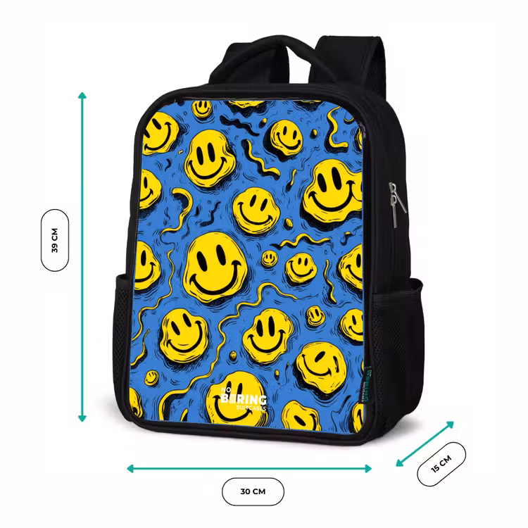 Kids backpack - Black - Smiley - Yellow - Blue — 8