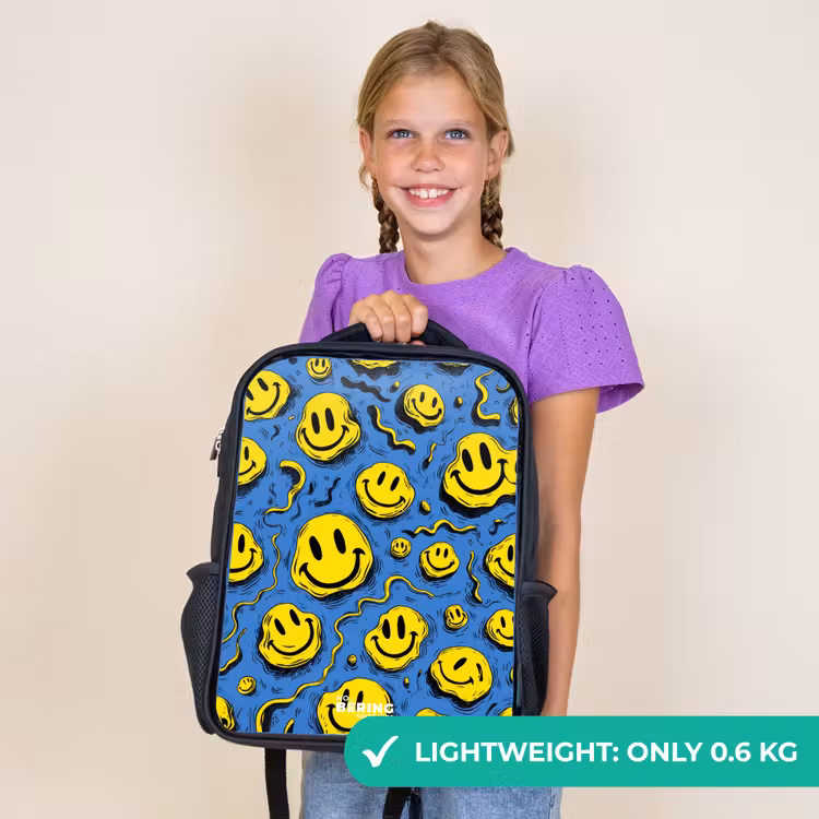 Kids backpack - Black - Smiley - Yellow - Blue — 9