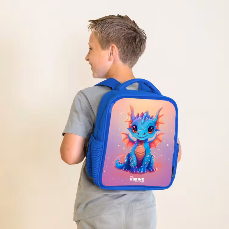 Kids backpack - Blue - Cute baby dragon — 2