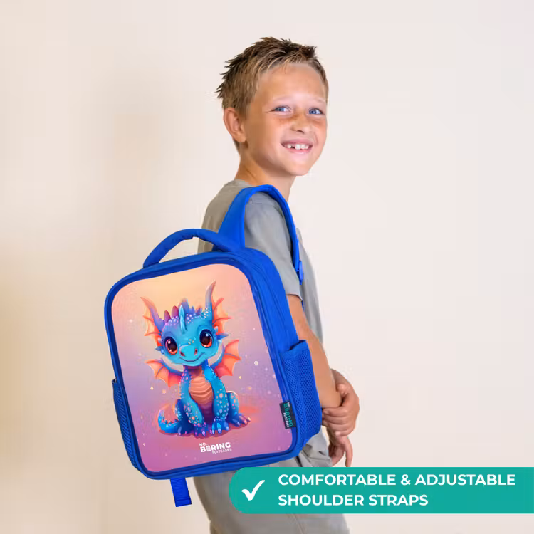 Kids backpack - Blue - Cute baby dragon — 4