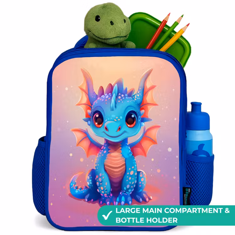 Kids backpack - Blue - Cute baby dragon — 5