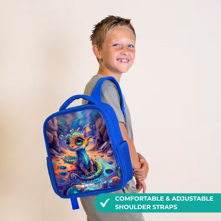 Kids backpack - Blue - Ornate sapphire dragon — 4