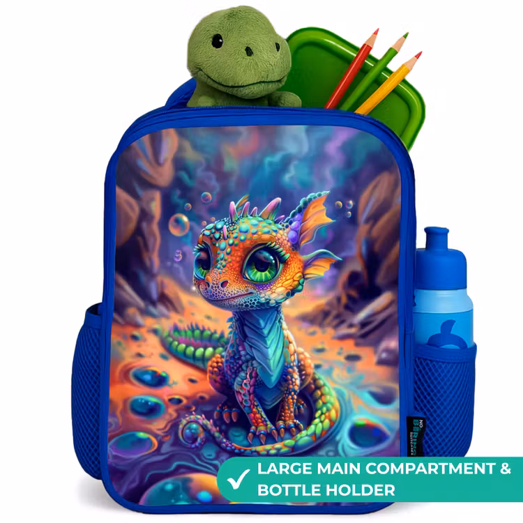 Kids backpack - Blue - Ornate sapphire dragon — 5