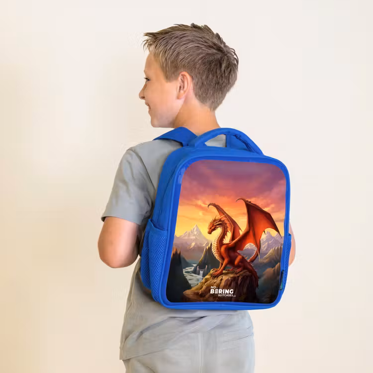 Kids backpack - Blue - Red giant dragon — 2