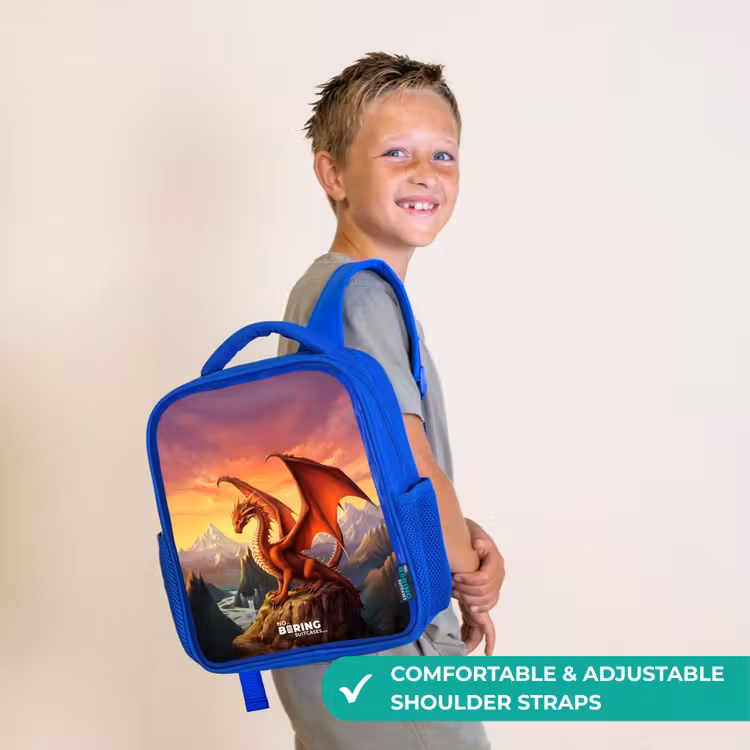 Kids backpack - Blue - Red giant dragon — 4