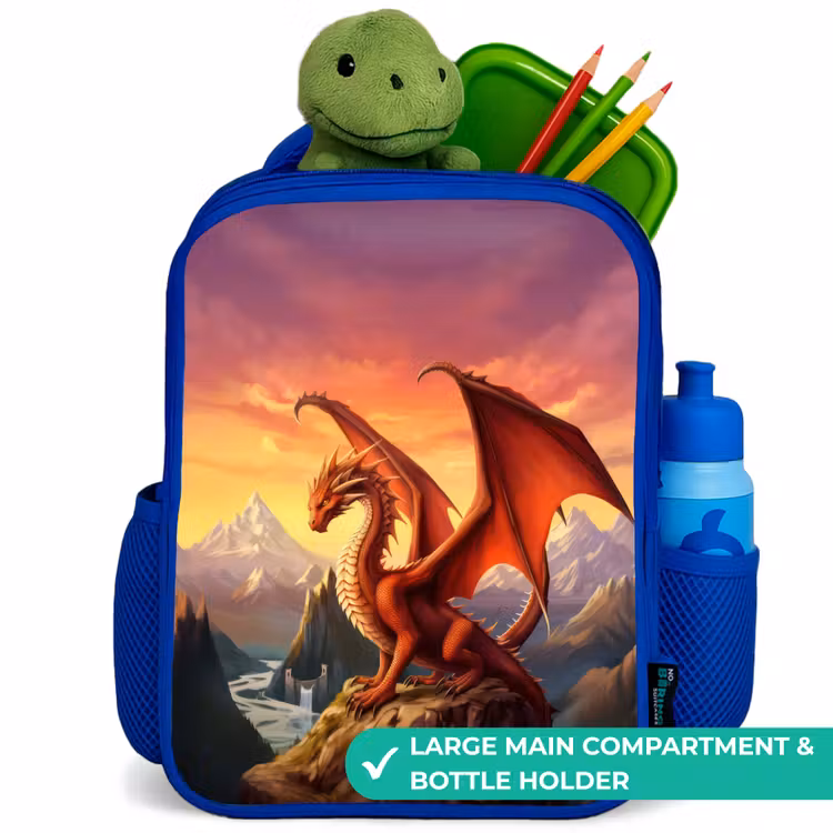 Kids backpack - Blue - Red giant dragon — 5