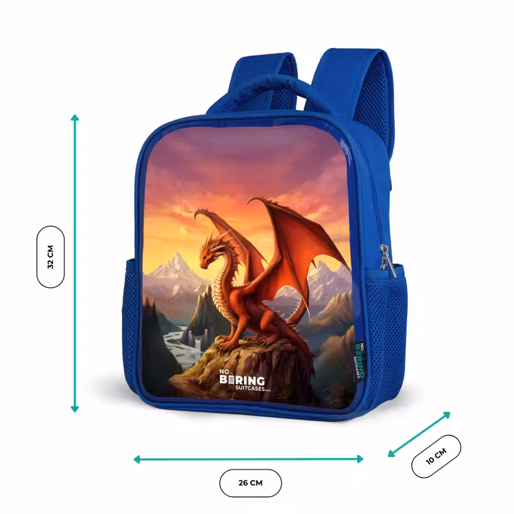 Kids backpack - Blue - Red giant dragon — 6