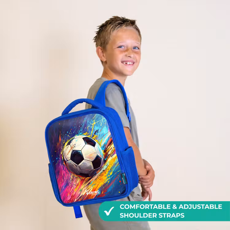 Kids backpack with name - Blue - Neon - Soccer - Colorful — 4