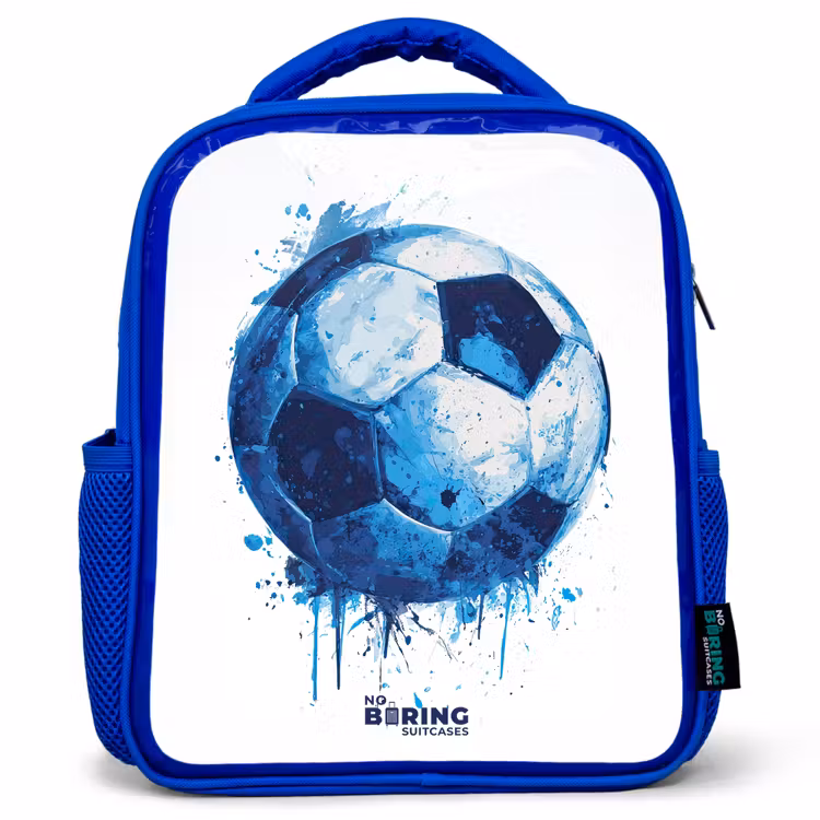 Kids backpack with name - Blue - Soccer - Ink splashes - Blue - Ball — 1