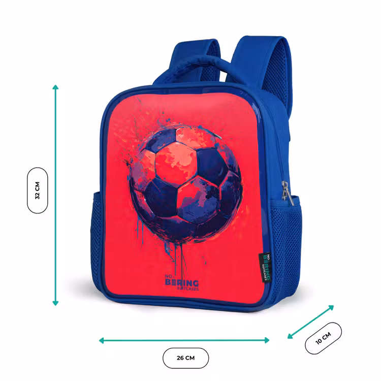 Kids backpack with name - Blue - Soccer - Paint - Blue - Red — 6