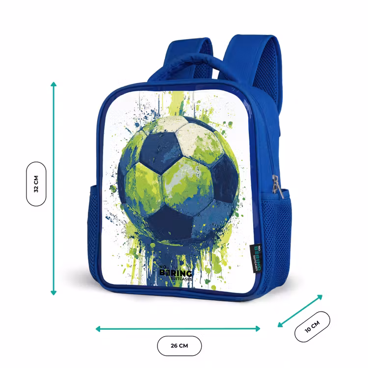 Kids backpack with name - Blue - Soccer - Paint - Green - Blue — 6