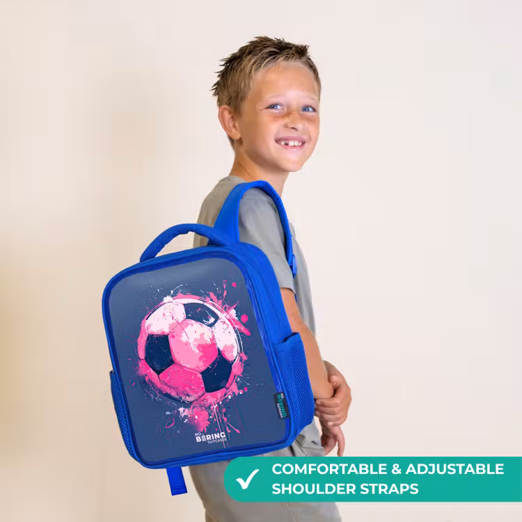 Kids backpack with name - Blue - Soccer - Paint - Pink - Blue — 4