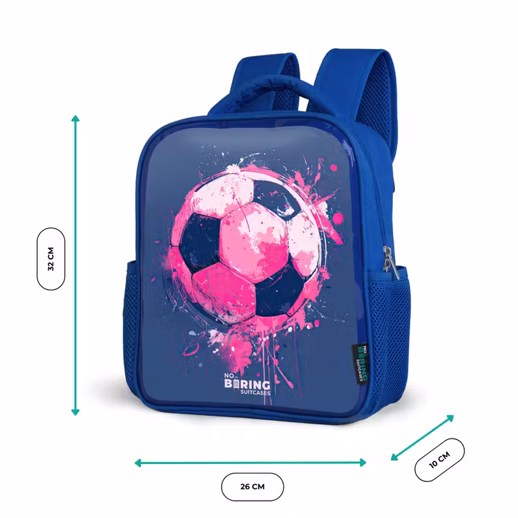 Kids backpack with name - Blue - Soccer - Paint - Pink - Blue — 6