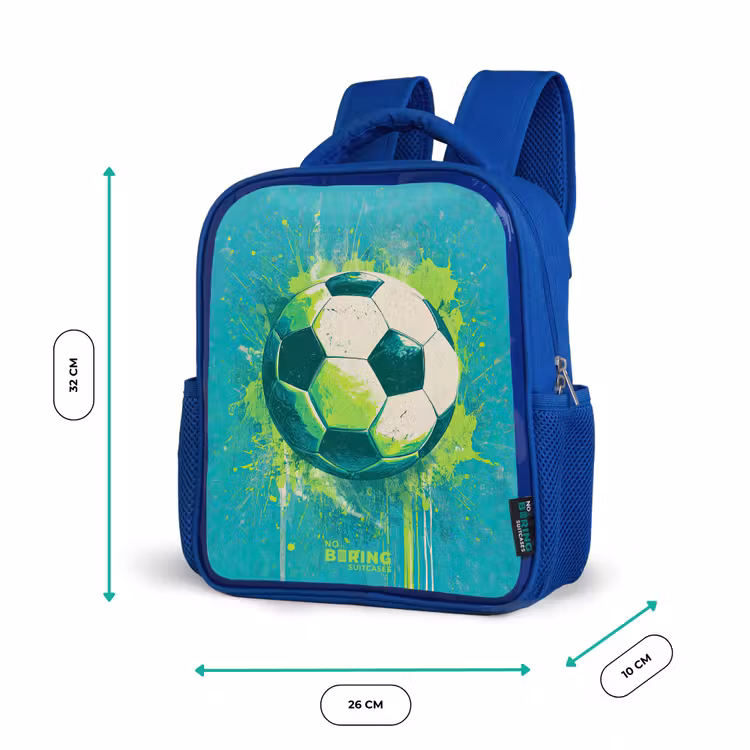 Kids backpack with name - Blue - Soccer - Paint Splashes - Green - Blue — 6