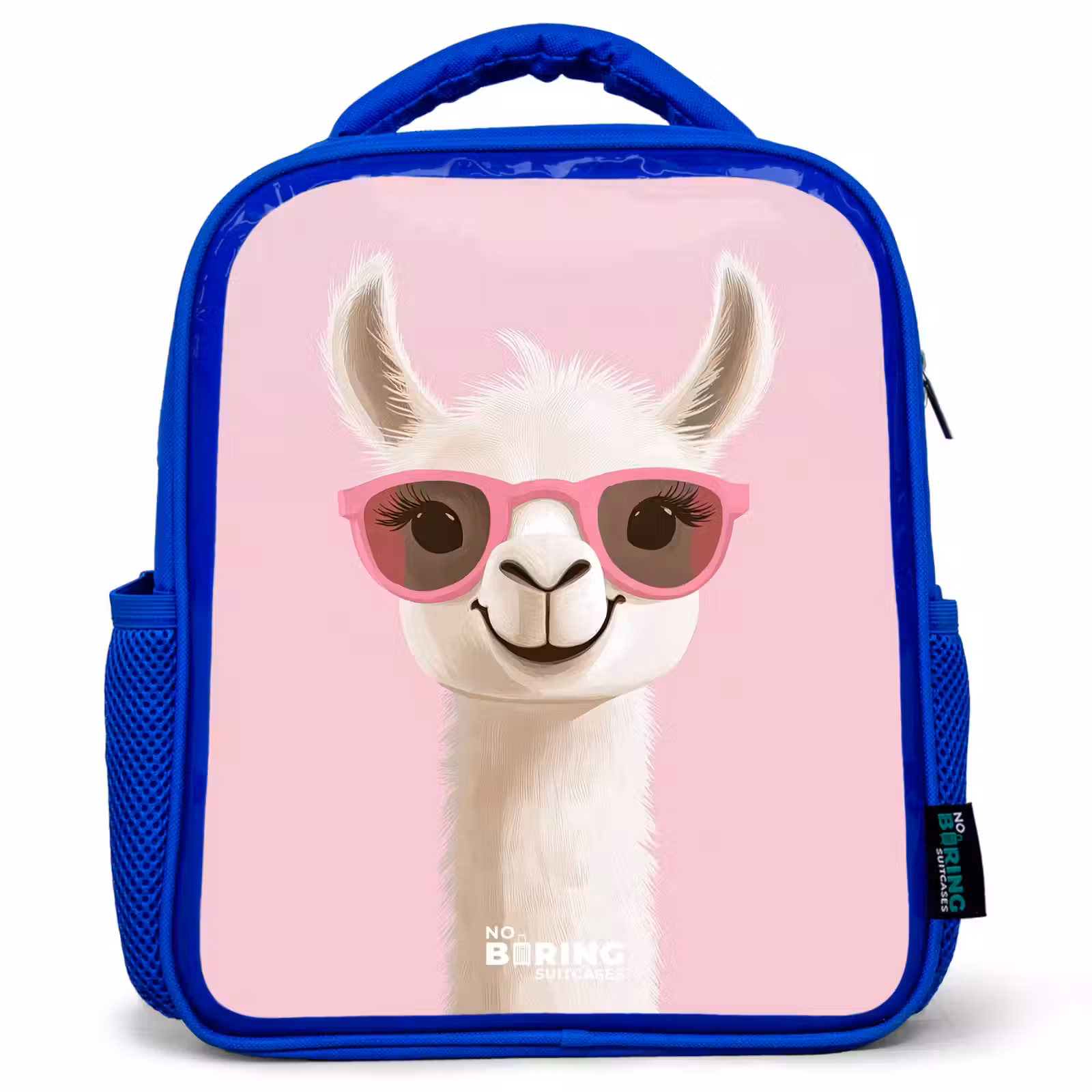 Kids backpack - Blue - Llama - White - Sunglasses - Eyelashes — 1