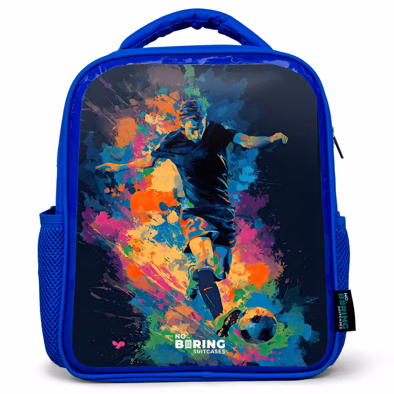 Kids backpack with name - Blue - Neon - Footballer - Colorful — 1