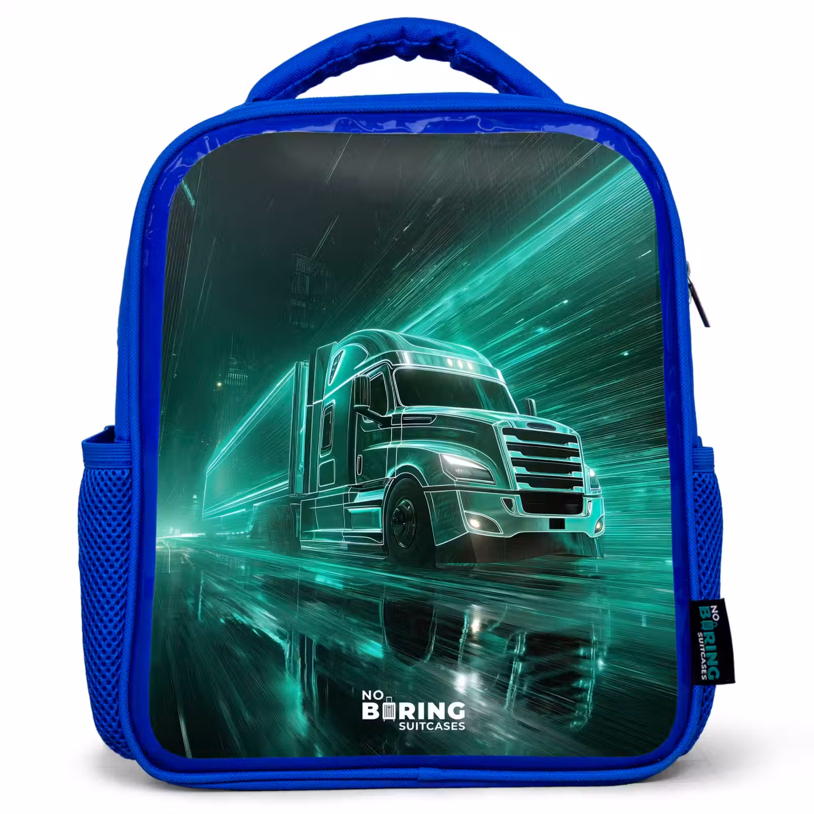 Kids backpack with name - Blue - Truck - Neon - Green - City — 1