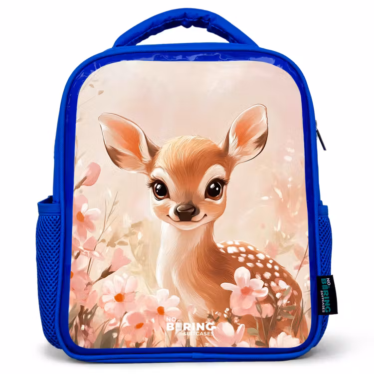 Kids backpack - Blue - Deer - Eyes - Dots - Flowers — 1
