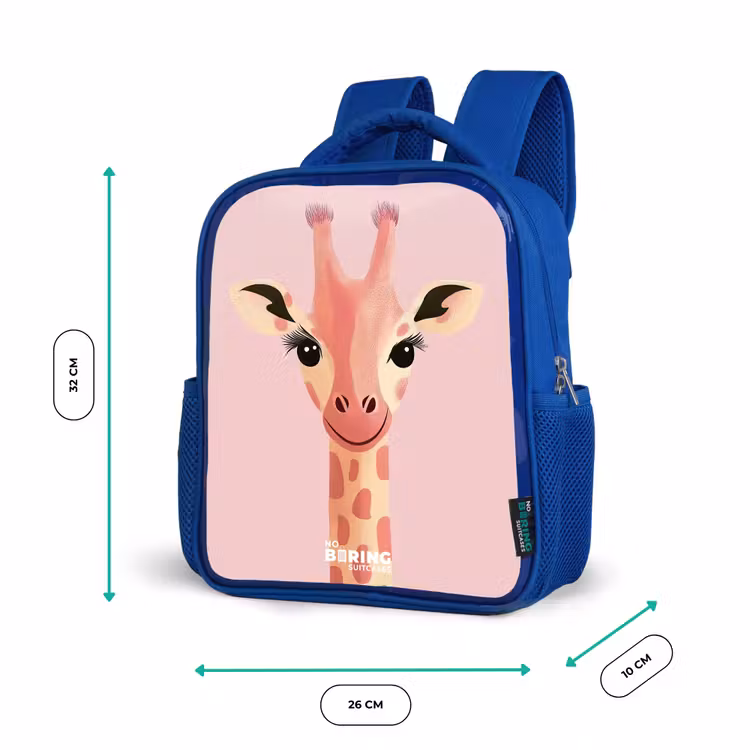 Kids backpack - Blue - Giraffe - Eyelashes - Minimalist - Pink — 6