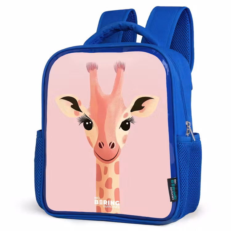 Kids backpack - Blue - Giraffe - Eyelashes - Minimalist - Pink — 7