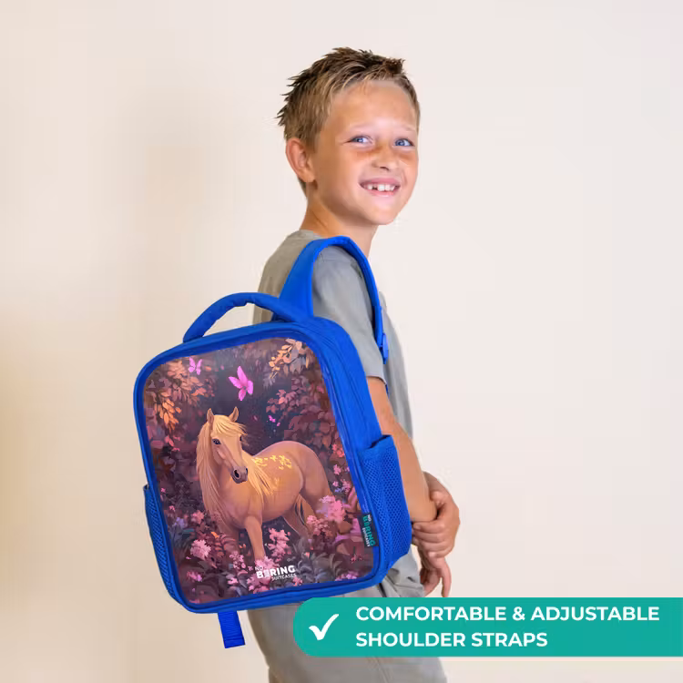 Kids backpack - Blue - Horse - Flowers - Purple - Butterfly — 4