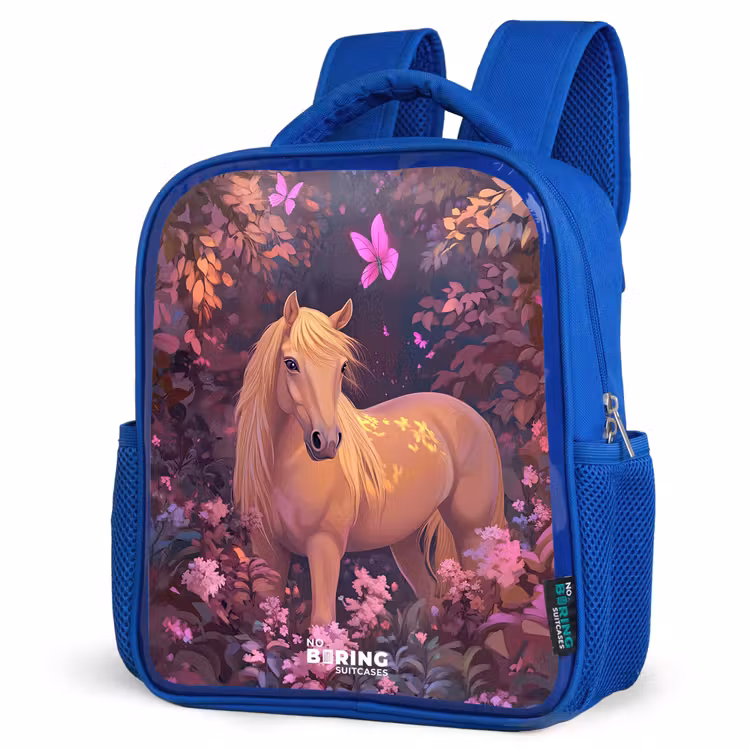 Kids backpack - Blue - Horse - Flowers - Purple - Butterfly — 7