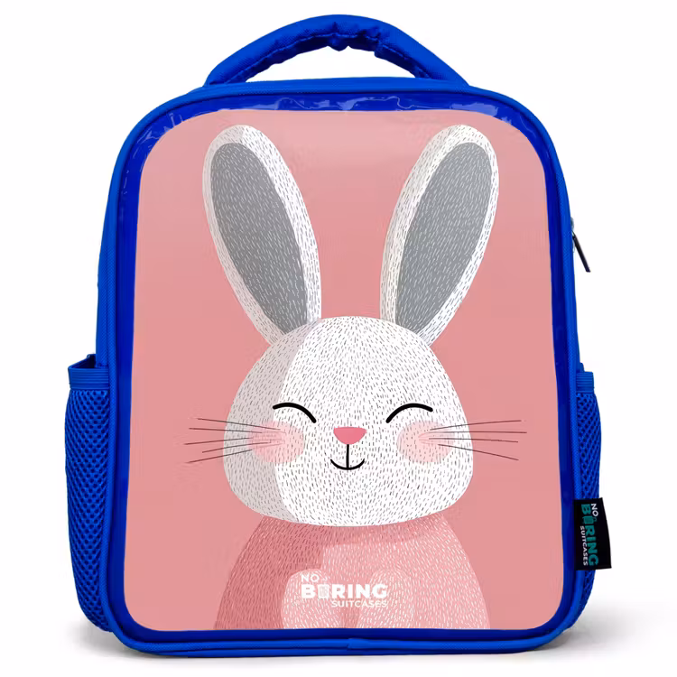 Kids backpack - Blue - Pink - Rabbit - Smile - Illustration — 1