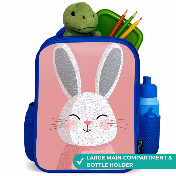Kids backpack - Blue - Pink - Rabbit - Smile - Illustration — 5