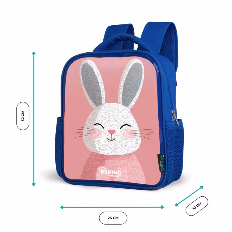 Kids backpack - Blue - Pink - Rabbit - Smile - Illustration — 6