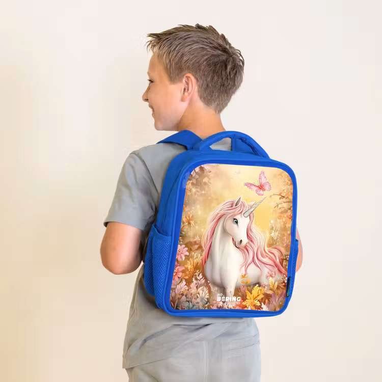 Kids backpack - Blue - Unicorn - Butterfly - Pink - Mane — 2