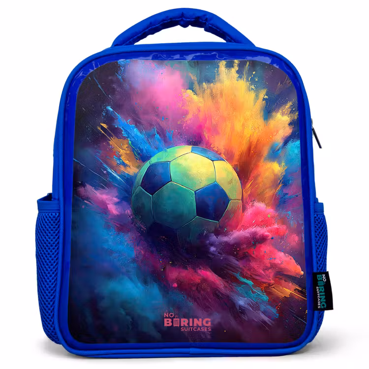 Kids backpack with name - Blue - Neon - Ball - Colorful — 1