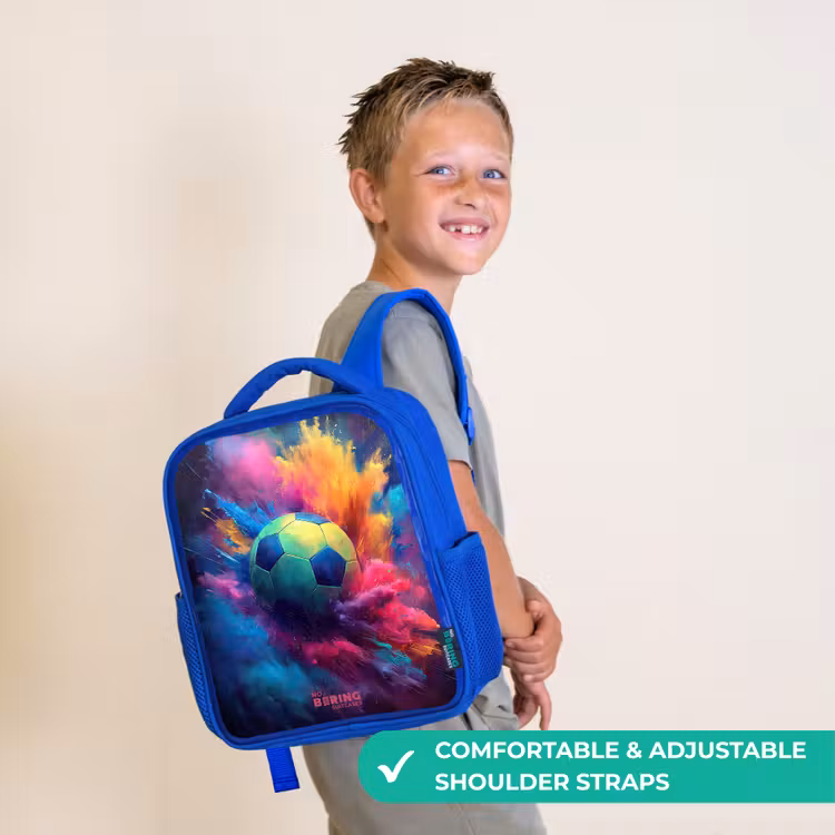 Kids backpack with name - Blue - Neon - Ball - Colorful — 4