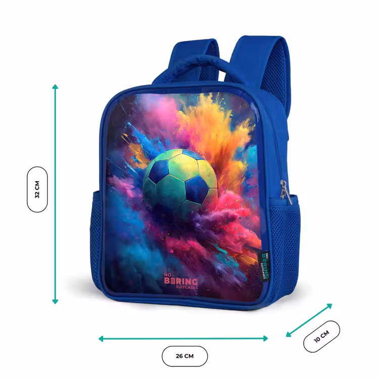 Kids backpack with name - Blue - Neon - Ball - Colorful — 6