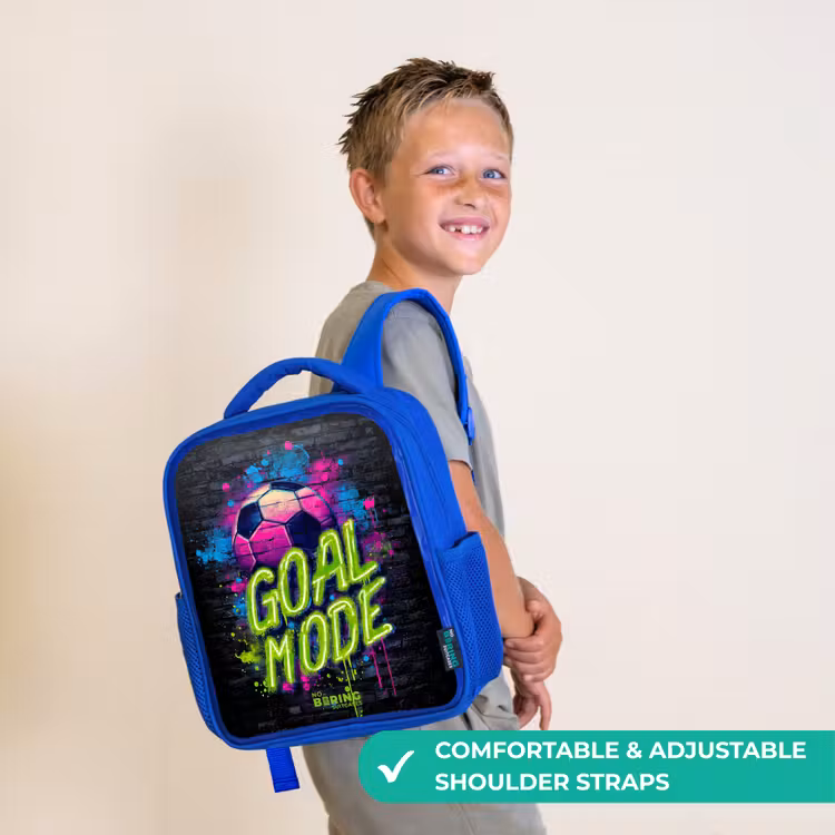 Kids backpack with name - Blue - Neon - Graffiti - Football - Colorful — 4