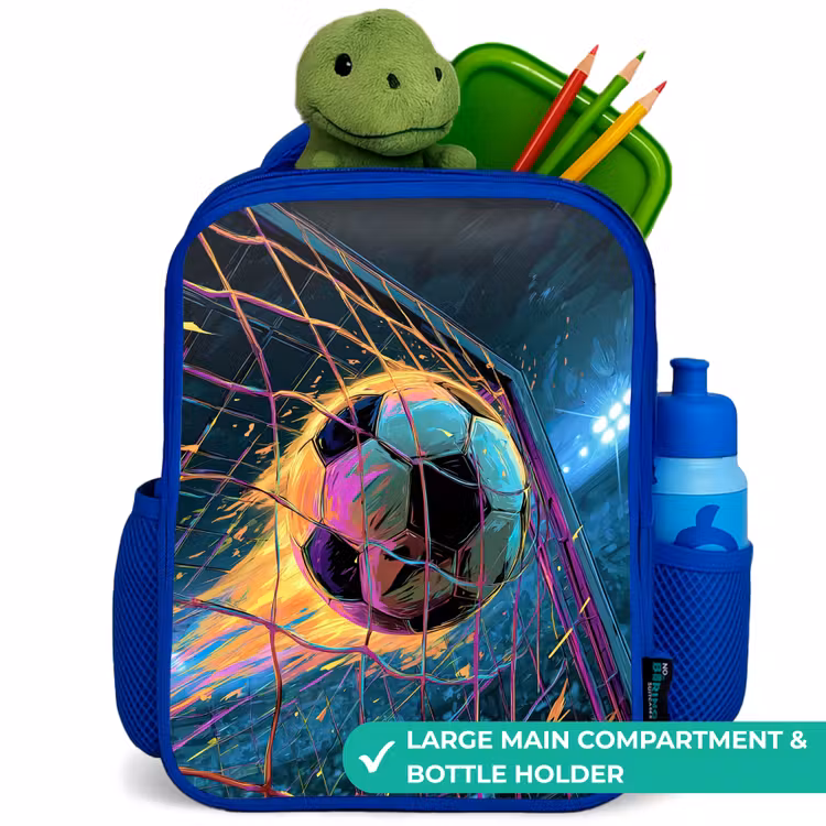Kids backpack with name - Blue - Neon - Net - Football - Colorful — 5