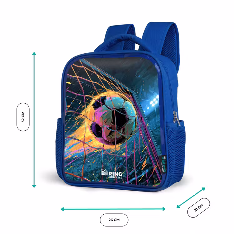Kids backpack with name - Blue - Neon - Net - Football - Colorful — 6