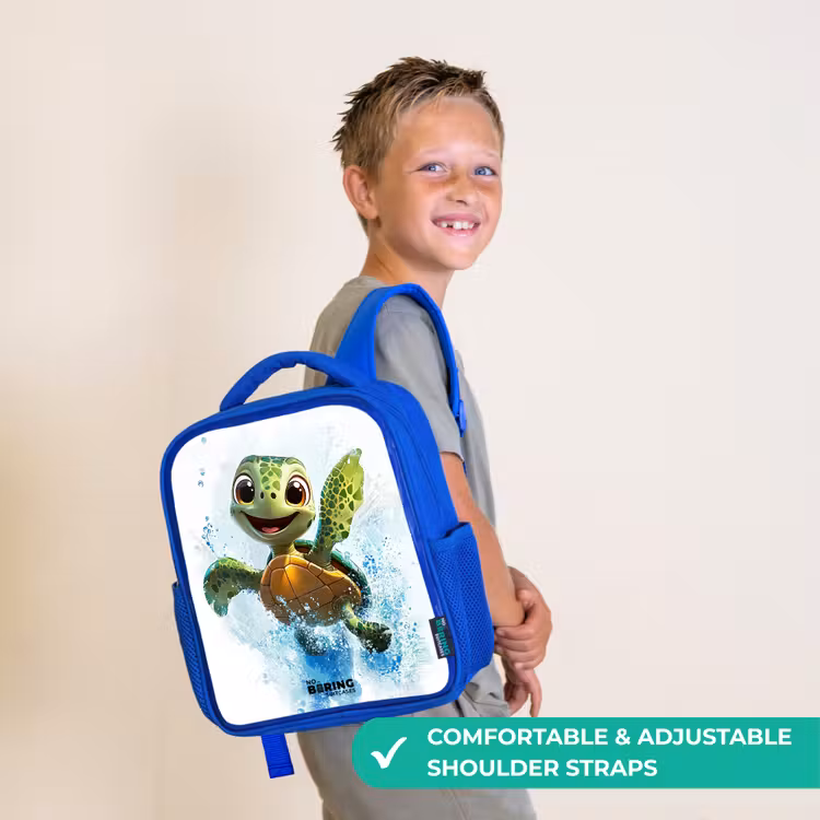 Kids backpack with name - Blue - Turtle - Water - Green — 4