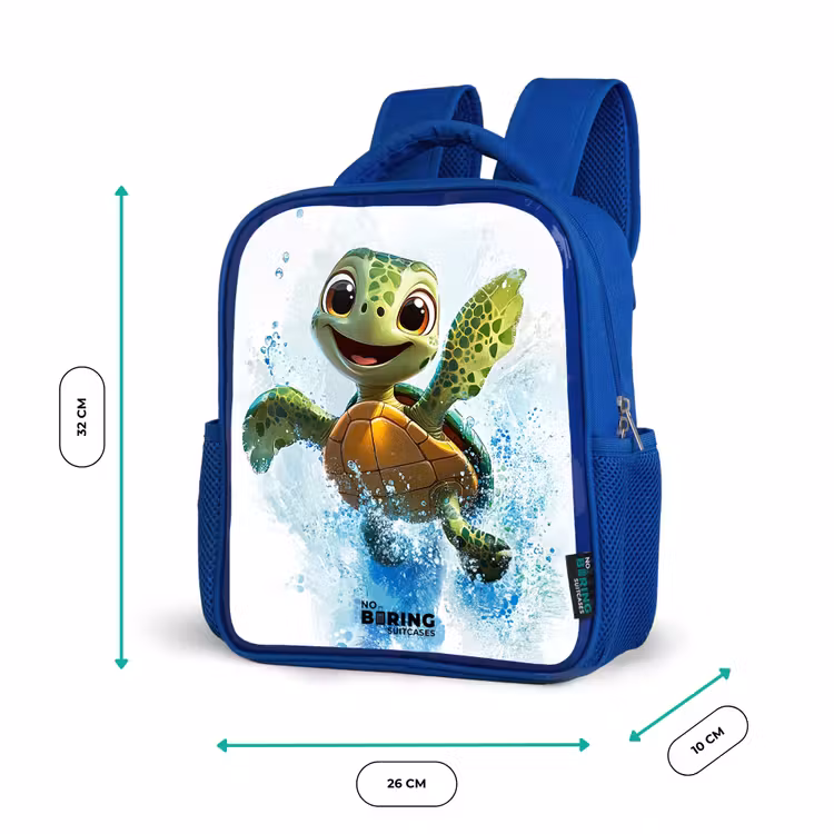 Kids backpack with name - Blue - Turtle - Water - Green — 6