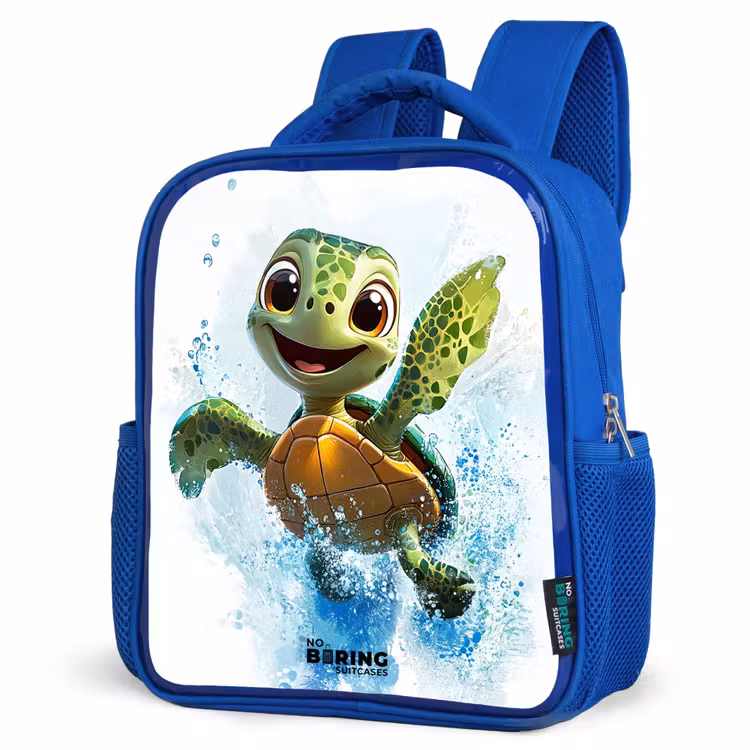Kids backpack with name - Blue - Turtle - Water - Green — 7