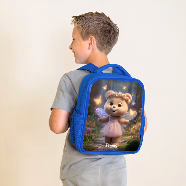 Kids backpack - Blue - Bear - Butterflies - Forest - Fairy — 2