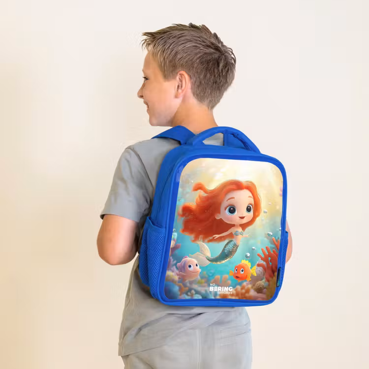 Kids backpack - Blue - Mermaid - Fish - Coral — 2