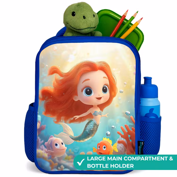 Kids backpack - Blue - Mermaid - Fish - Coral — 5