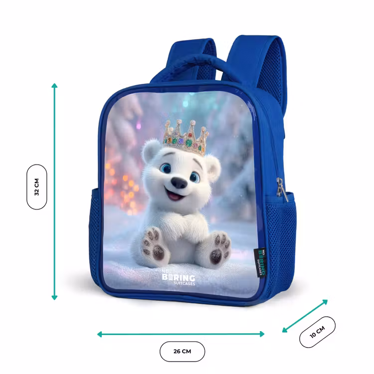Kids backpack - Blue - Polar bear - Crown - Winter — 6