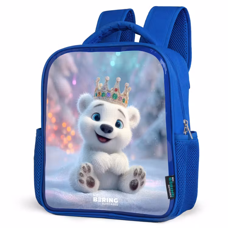 Kids backpack - Blue - Polar bear - Crown - Winter — 7