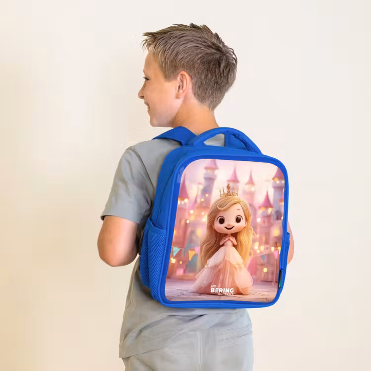Kids backpack - Blue - Princess - Pink - Castle — 2
